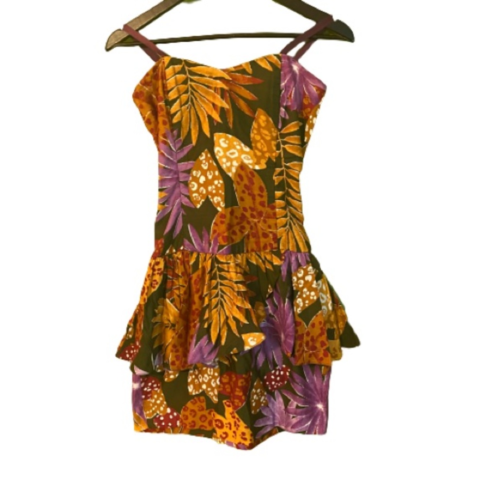 Vintage 80’s body con tropical print dress